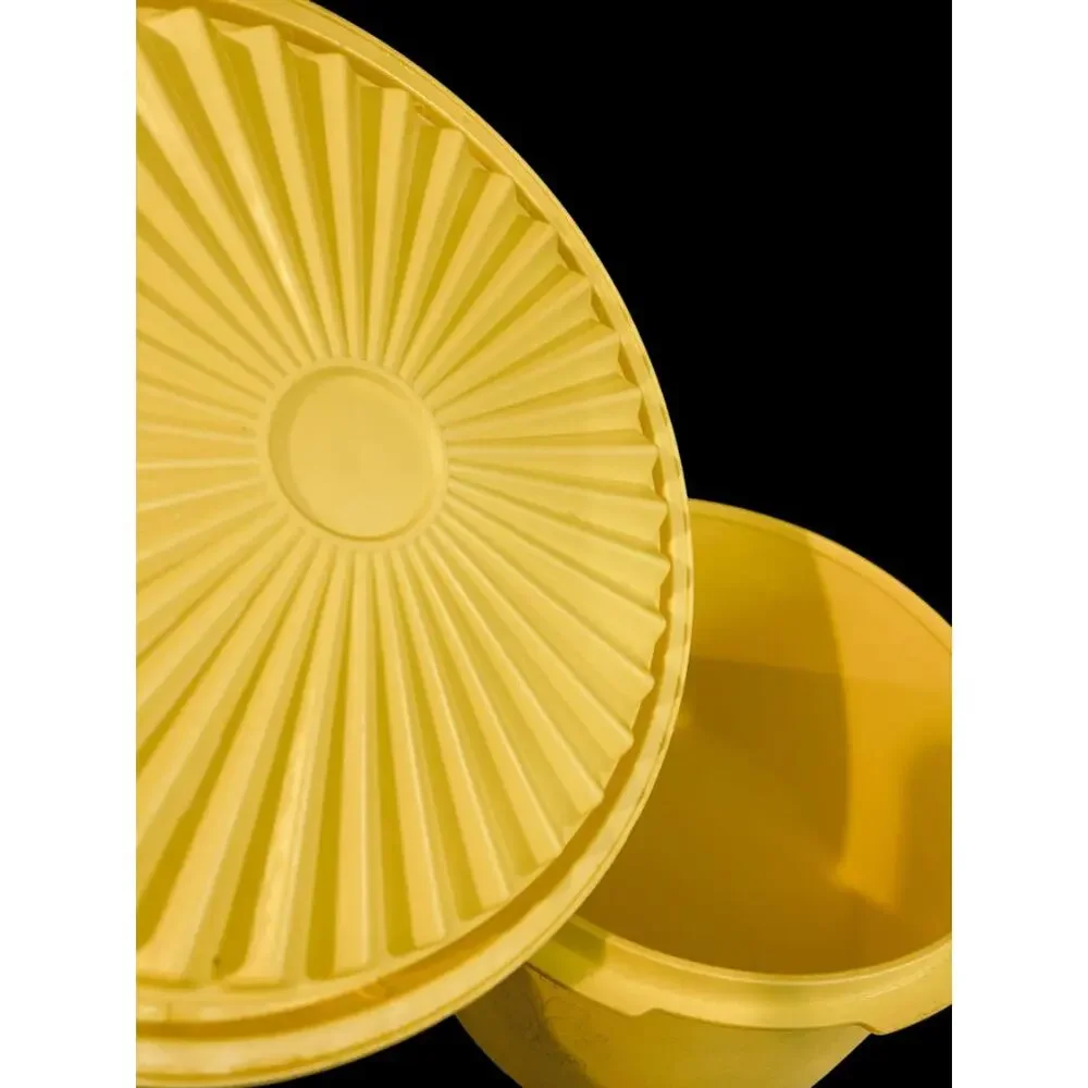 Vintage Tupperware Bright Yellow Servalier Nesting Canister 1810-17 298-11